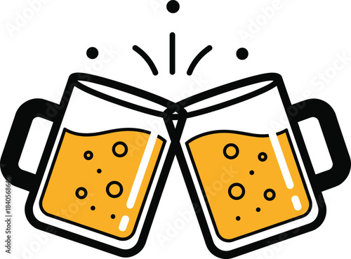 Clinking Beer Mugs Toast Icon Vector Illustration