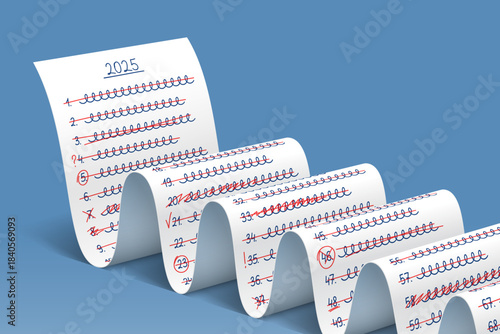 Handwritten list of 2025 goals with completed items checked off