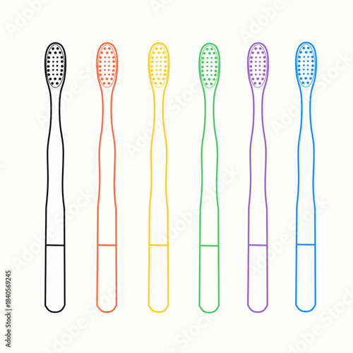 Simple Outline Colorful Toothbrush Set for Dental Health Hygiene Product