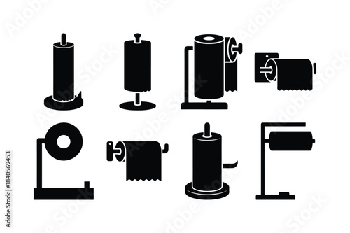 Kitchen Roll Dispenser Minimal Silhouette Set