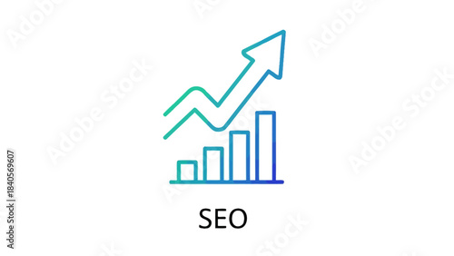 Gradient line graph icon with upward arrow above bar chart symbolizing seo growth and digital marketing success