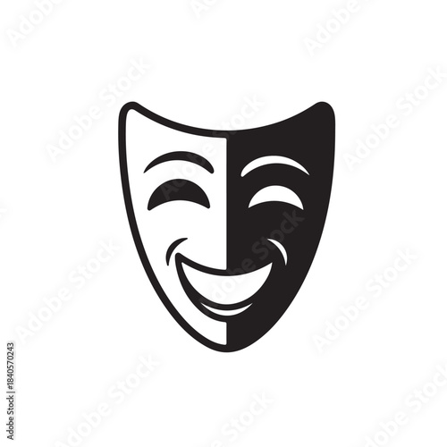 comedy and tragedy mask vector icon on white background 