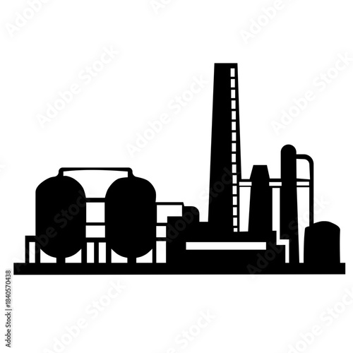 silhouette of a factory building