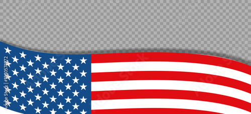 Waving USA Flag Background with Transparent Space in flat. Vector isolated illustration
