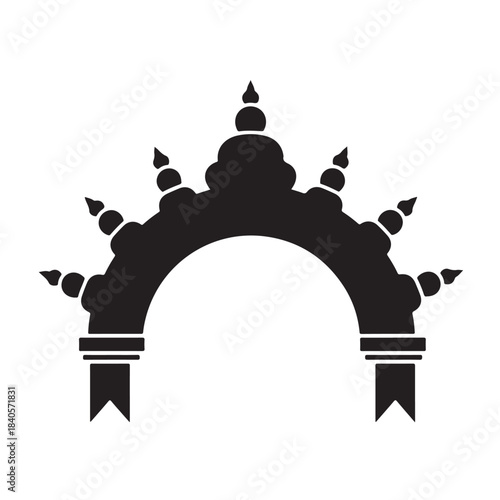 Ornate Archway Silhouette in Dramatic Black and White with Simple Vector Format for Logo Design