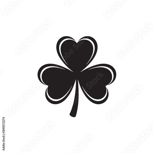 Wallpaper Mural Four Leaf Clover Silhouette in Simple Modern Design with Black and White Color on Isolated White Background for St Patricks Day Torontodigital.ca