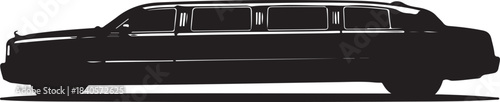 Silhouette of a Classic Black Stretch Limousine luxury car vehicle