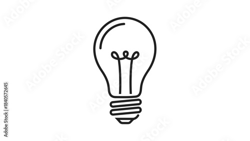 A simple, clean line drawing of a classic incandescent light bulb.