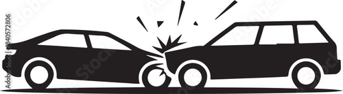 Silhouette of Two Cars Colliding Head- On in an Accident car accident collision