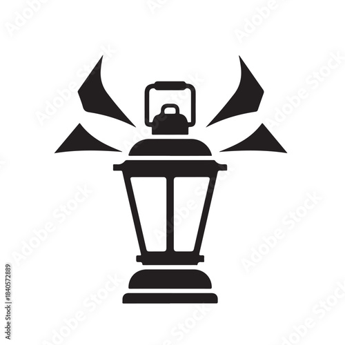 Lantern icon with sound waves for music or audio concept, flat vector symbol
