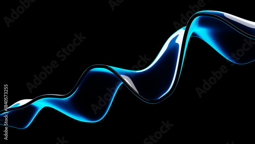 Stylish blue curves move gracefully across a dark backdrop, showcasing a blend of light and shadow that highlights the elegance of the design. 3d render