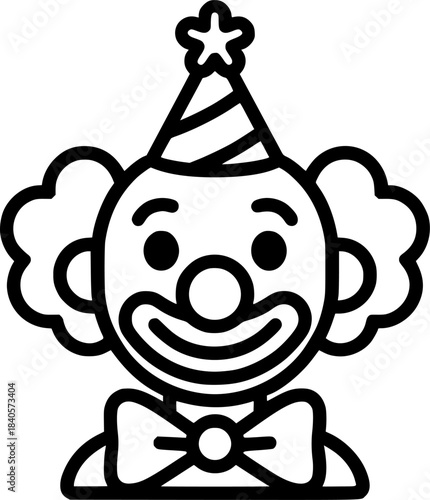 birthday clown funny character sign, symbol, vector, art
