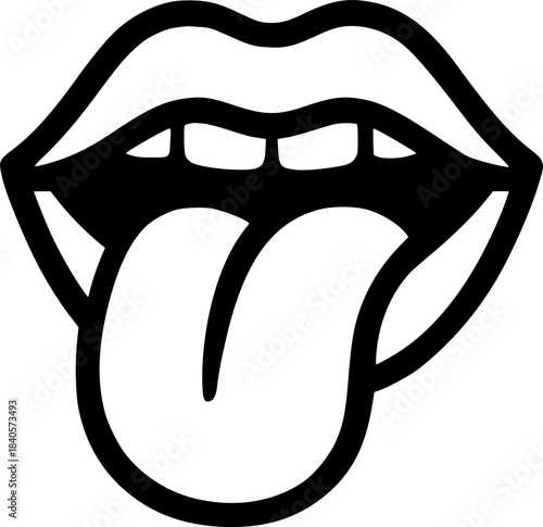 mouth tongue out vintage emblem sign, symbol, vector, art