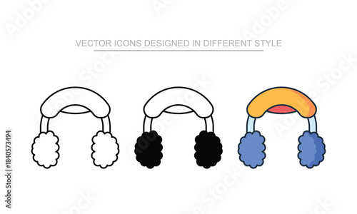 Ear Muffs vector icon stock isolated on white sheet