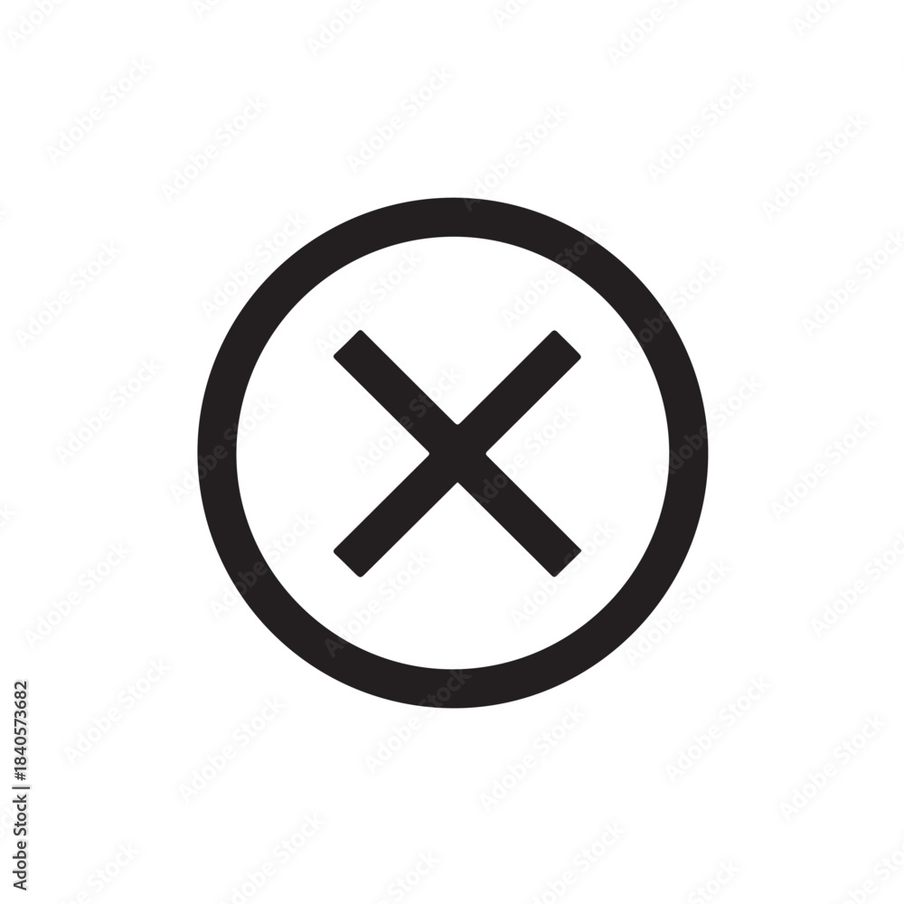 Fototapeta premium Cancel button symbol for app ui and website interface, flat vector icon