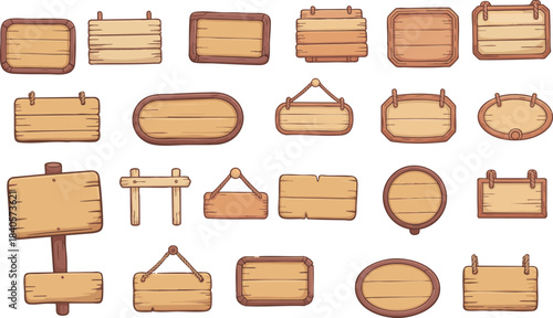 A set of wooden boards and frames in vector format, ideal for restaurant menus, signboards, and vintage-style designs.	
