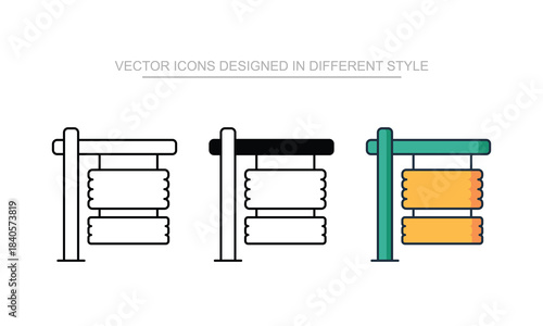 Hanging Boards vector icon stock isolated on white sheet