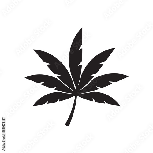 Cannabis leaf icon, marijuana symbol for medical and recreational use, flat black vector