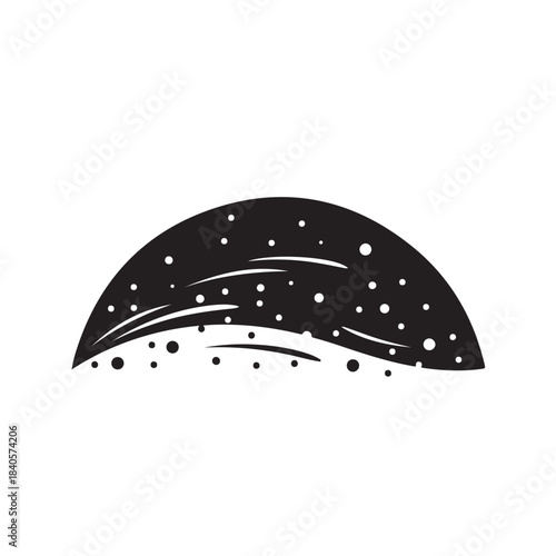 Night sky semicircle with stars and streaks for astronomy and space design, minimalist vector icon