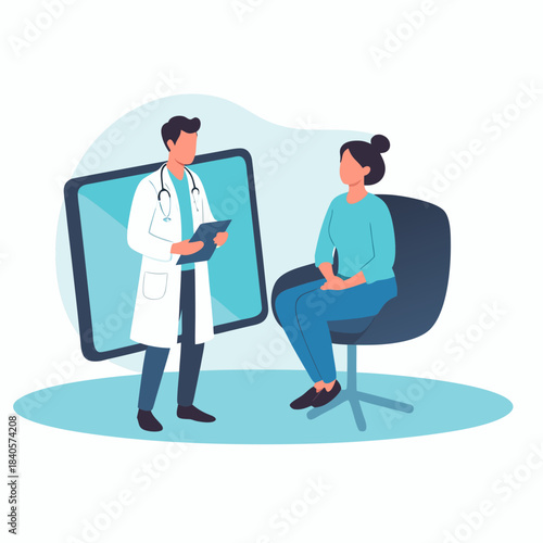 Doctor Consults Patient Online via Telemedicine Platform.