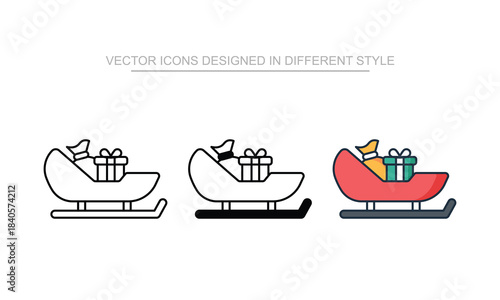 Sleigh vector icon stock isolated on white sheet