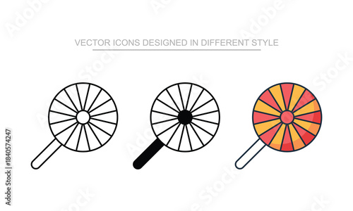 Lollipop icon set in different style with white background illustration