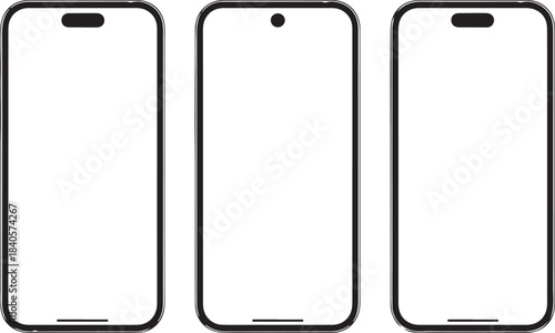 Mockup smart phone new generation and advertisement screen Transparent. Blank template for mockup.