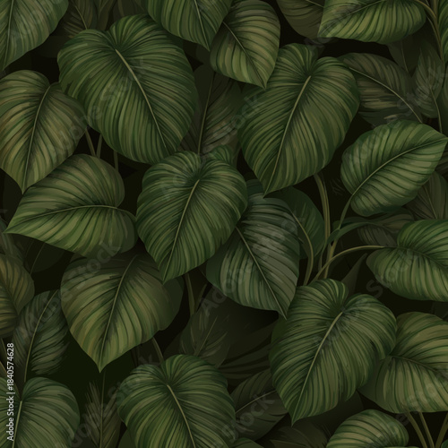 Wallpaper Mural Lush Green Monstera Leaves Pattern A Tropical Jungle Vibe. Torontodigital.ca