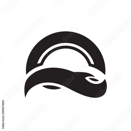 Black and white visor hat icon for fashion and sports design