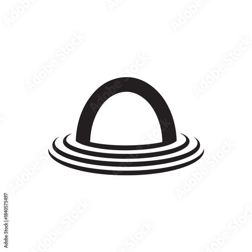 Saturn ring symbol for astronomy and space icons, minimalist vector
