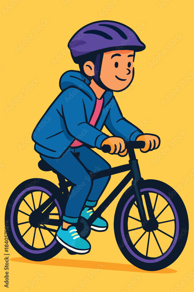 Fototapeta premium boy riding a bike 