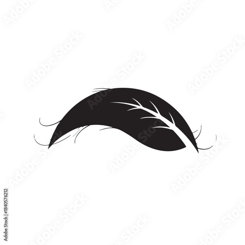 Black eyebrow icon with white hairs for makeup and beauty design, minimalist vector symbol