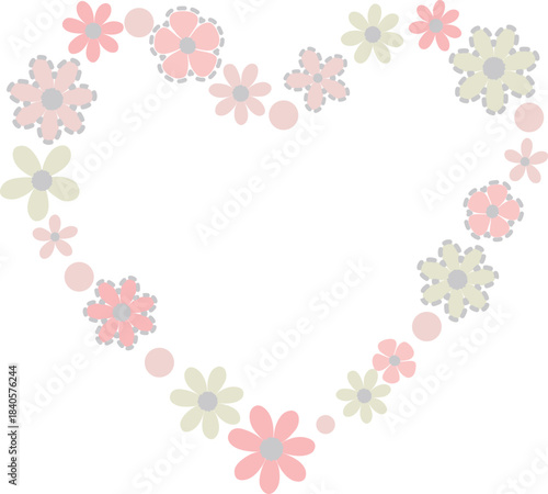 Lovely Floral Heart Pattern Graphic Design. Vector Illustration