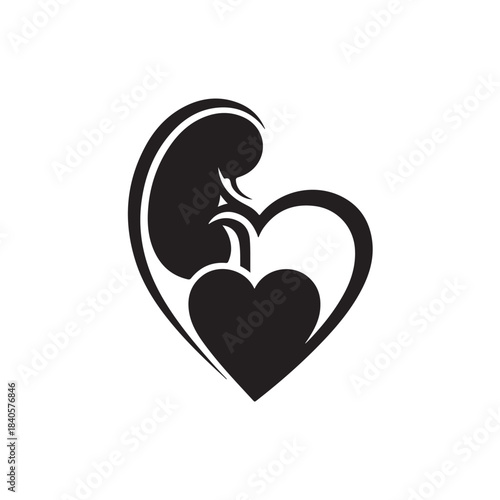 Heart shaped kidney and inner heart organ icon, medical symbol