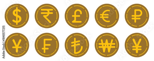 Dollar and euro financial icon illustration, showing online payment symbols, digital wallet graphics, currency signs, and earnings coin visuals, suitable for banking, finance, and economic design. 