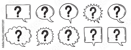 Bold Question Mark Badges With Distressed Ink For Urgent Troubleshooting Guidance, Graphic Badges Featuring Question Marks And Distressed Ink Conveying Urgent Troubleshooting And Warning Messages