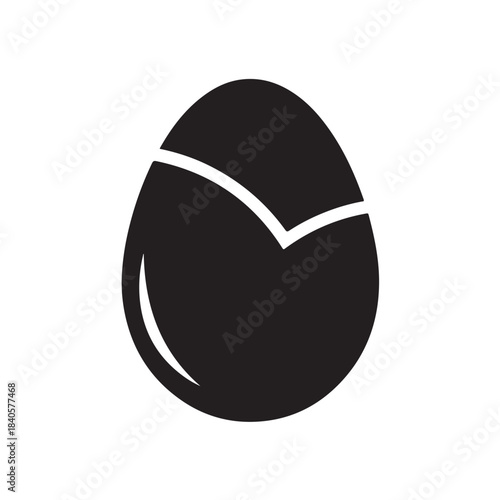Cracked egg icon for Easter and food symbols, minimalist vector