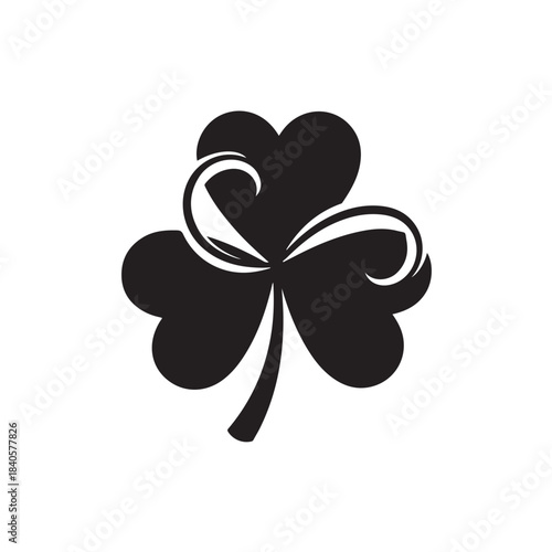 Wallpaper Mural Lucky four leaf clover with heart and curls, St. Patricks Day symbol, black icon Torontodigital.ca