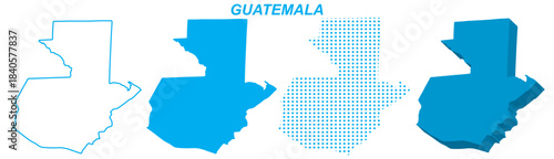 Guatemala Map Vector Set, Central America Outline Silhouette Dotted 3D Solid Shapes, Guatemala Country Infographic Template, Editable EPS Guatemala Geography.jpg]