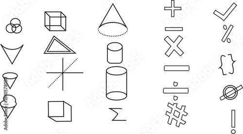 Geometric shapes and mathematical symbols