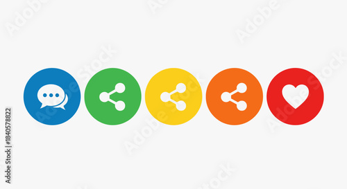 Social Media Engagement Icons for Digital Communication and Interaction.