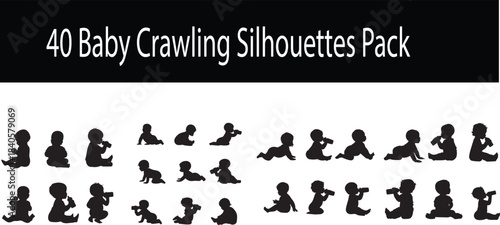 Baby Crawling Silhouettes – Infant Movement, Growth & Development Icons