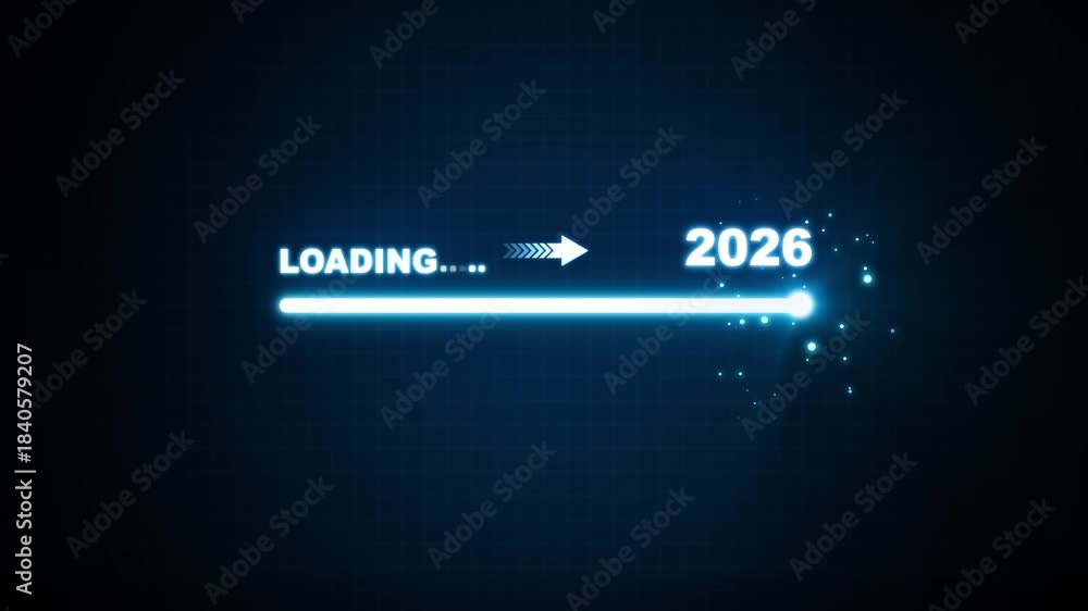Loading bar from 2025 to 2026 new year transfer animation. New year ...