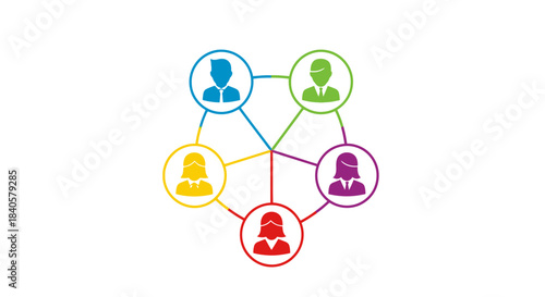 Diverse Group of People Connected in a Network Diagram.