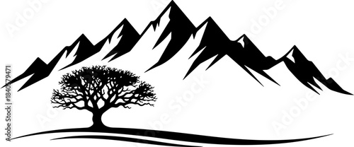 Summer Mountain Adventure Nature  Vector Design