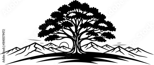 Summer Mountain Adventure Nature  Vector Design