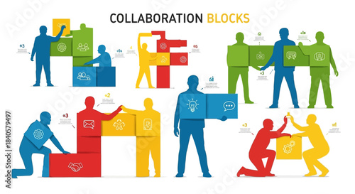 Teamwork and Collaboration Blocks Concept Illustration.