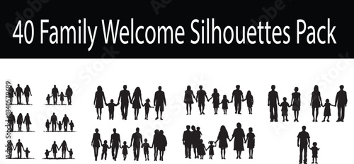 Family Welcome Silhouettes – Togetherness, Unity & Community Icons
