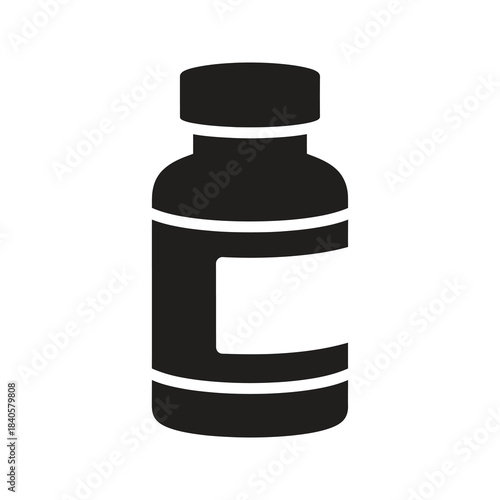 medicine bottle icon glyph solid vector pharmacy health drug medical treatment pill supplement prescription
