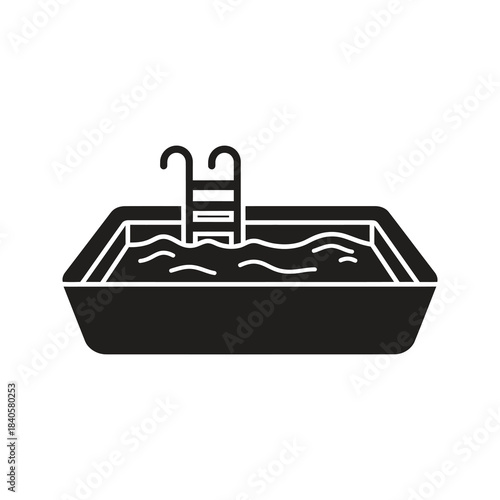Simple pool illustration showing water relaxation, leisure activity, wellness retreat, hydrotherapy concept, refreshing calm environment for stress relief